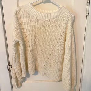 Pretty Knit White Sweater Top